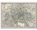 Stadtplan Berlin 1907 mit Planungen der Hochbahn, U-Bahn und Schwebebahn