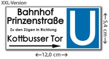 U-Bhf. Berlin Prinzenstraße XXL-Kühlschrankmagnet, Historisches Bahnhofsschild bis 1988