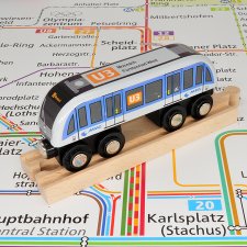 Holz U-Bahn München | Spielzeug für Kinder | Linie U3 | Moosach bis Fürstenried West