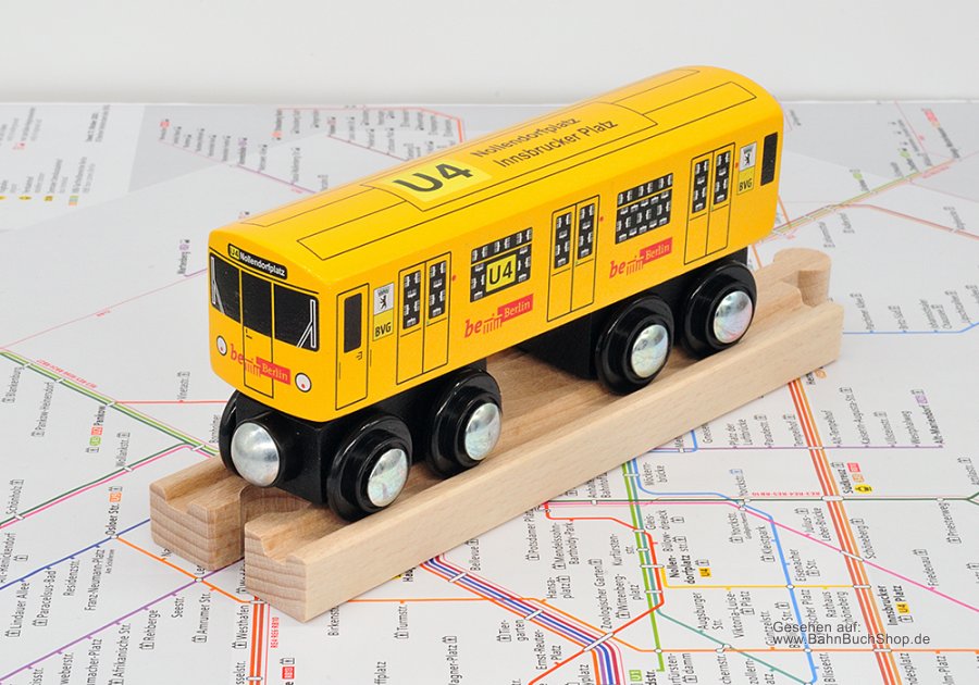 Holz U-Bahn Modell U4 - Rotes Spielzeug Für Kinder Aus Handwerklicher Holzarbeit