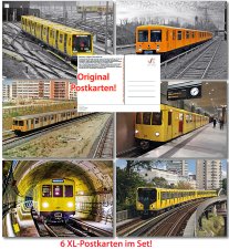Postkartenset: Züge der Berliner U-Bahn damals und heute