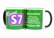 Meine S7 Linientasse Berliner S-Bahn Fototasse Kaffeetasse Ahrensfelde ↔ Potsdam Hbf