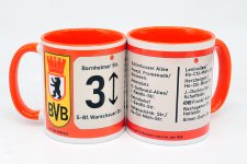 BVB Straßenbahn Linie 3 Seitenschild 1988 Fototasse Kaffeetasse