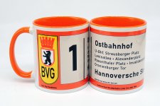 BVG Ost Straßenbahn Linie 1 Seitenschild 1964 Fototasse Kaffeetasse