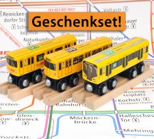 Geschenkset Holz U-Bahn Berlin | U1 U7 & U8 | Spielzeug für Kinder