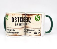 S-Bahnhof Berlin Ostkreuz DDR-Bahnhofsschild S-Bahn Fototasse Kaffeetasse